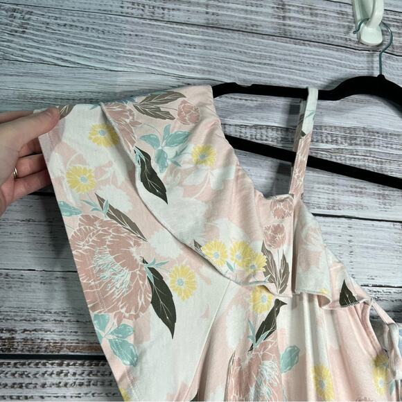 Torrid 4X Super Soft Cold Shoulder Ruffle Top Pink Blue Floral - Picture 6 of 10